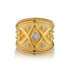 18kt Yellow Gold Wide Diamond Ring / Band. 0.30ct Tw