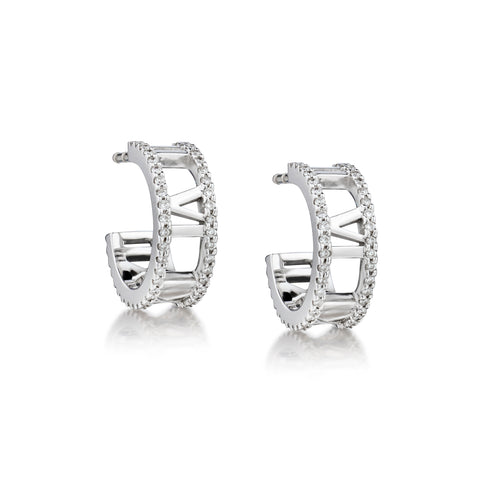 Tiffany & Co Open Atlas Diamond Hoop Earrings. 18kt White Gold