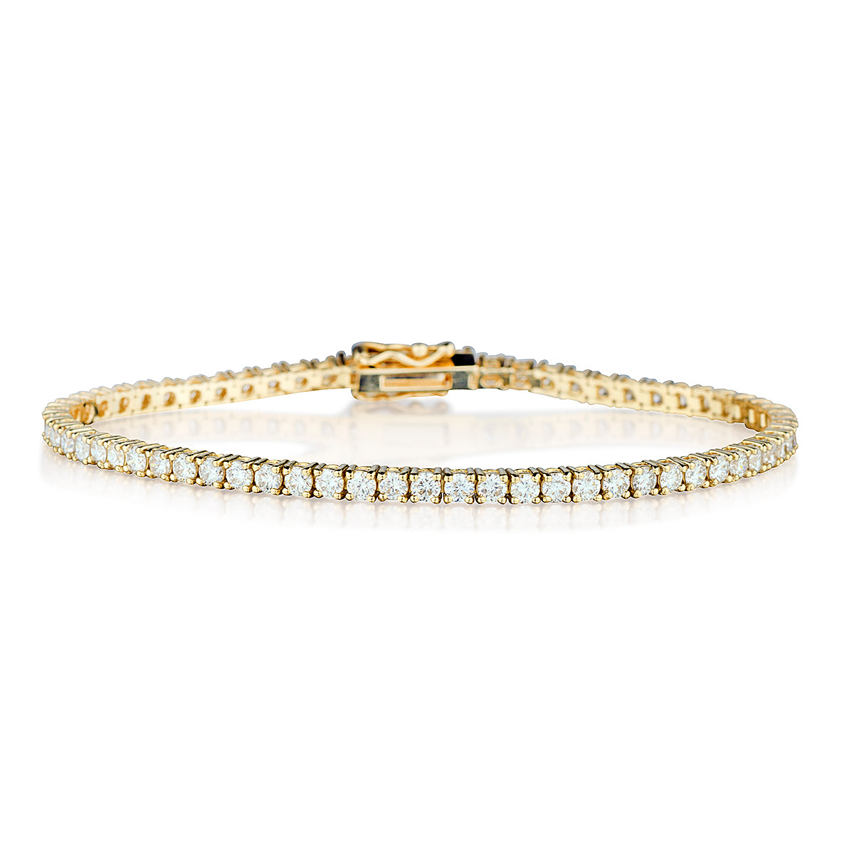 14Kt Yellow Gold Four Claw Tennis bracelet