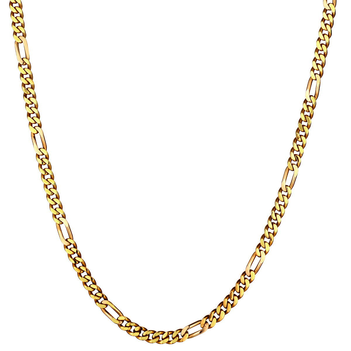 14kt Yellow and White Gold Figaro Link Chain. Weight: 56.56 grams