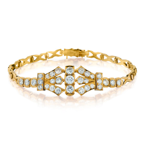 Vintage 22kt Yellow Gold Diamond Bracelet. 2.50ct Tw Diamonds