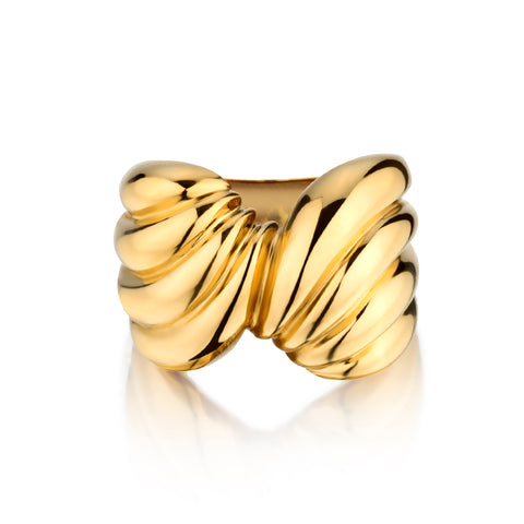 Ladies 14kt Yellow Gold Grooved Ring. Weight: 11 Grams