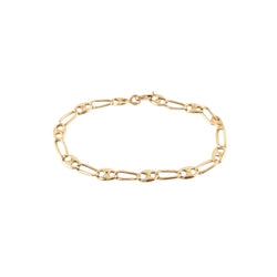 18KT YELLOW GOLD FANCY LINK BRACELET 7" IN LENGTH