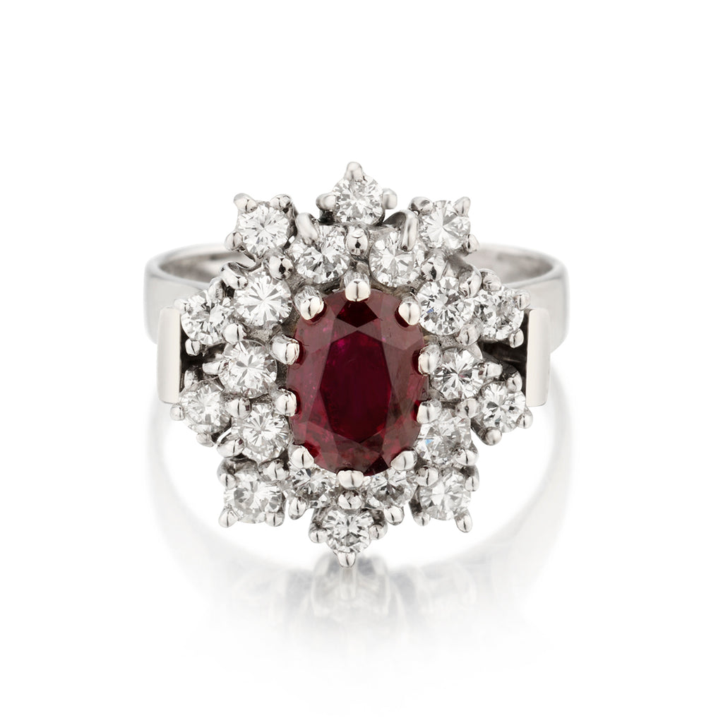 18kt White Gold Ruby and Diamond Cluster ct Ruby – Van Rijk