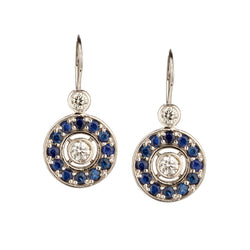 Ladies 14kt White Gold Blue Sapphire and Diamond Pendant Earrings.