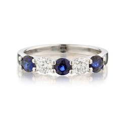 Ladies 18kt White Gold Blue Sapphire and Diamond Ring