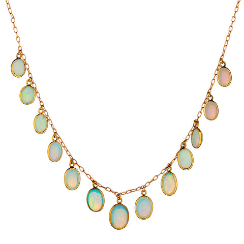 18kt Pink Gold and Opal Necklace. Vintage. Circa 1950