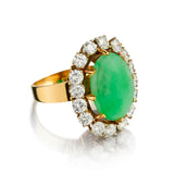 18kt Yellow Gold Jade and Diamond Ring.