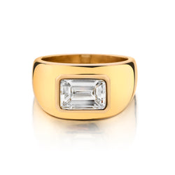 Handmade 14kt Yellow Gold Diamond Ring. 2.10ct Emerald Cut.