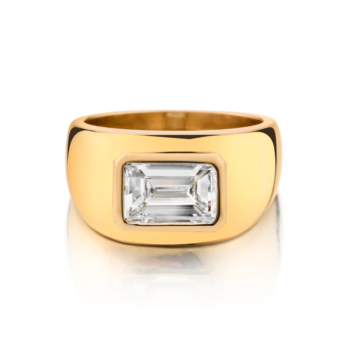 Handmade 14kt Yellow Gold Diamond Ring. 2.10ct Emerald Cut.
