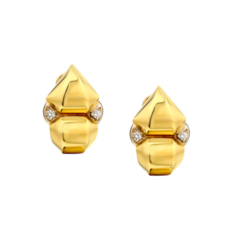 Ladies 18kt Yellow Gold Diamond Stud Earrings. 20 Grams