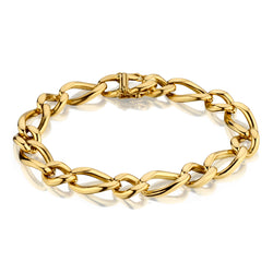 Mens 18kt Yellow Gold Figaro Bracelet. Weight: 53.42 Grams