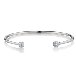 18kt White Gold Diamond Cuff Bangle. 9.13 Grams