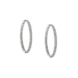 18kt White Gold Large Diamond Hoop Earrings. 3.85ct Tw