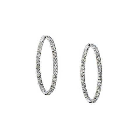 18kt White Gold Large Diamond Hoop Earrings. 3.85ct Tw