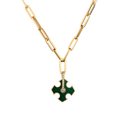 18kt Pink Gold Malachite Diamond Pendant by Crivelli. Made in Italy