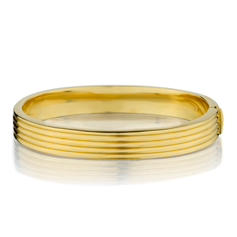 14kt Yellow Gold Grooved Bangle. Weight: 24 Grams