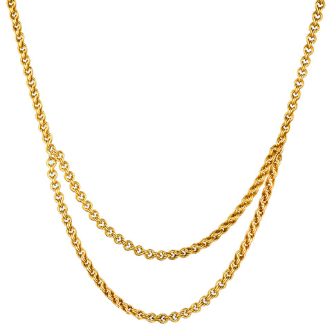 Ladies 14kt Yellow Gold Double Chain. Weight: 27.29 Grams