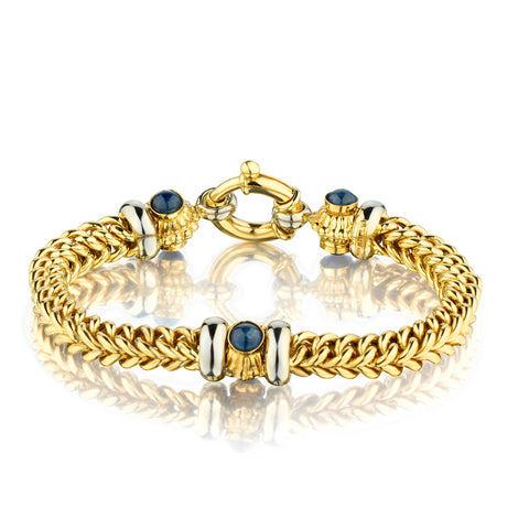14kt Yellow Gold Blue Sapphire Bracelet. 27 Grams.Made in Italy