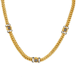 14kt Yellow Gold Chain Set With Blue Sapphires. Made in Italy