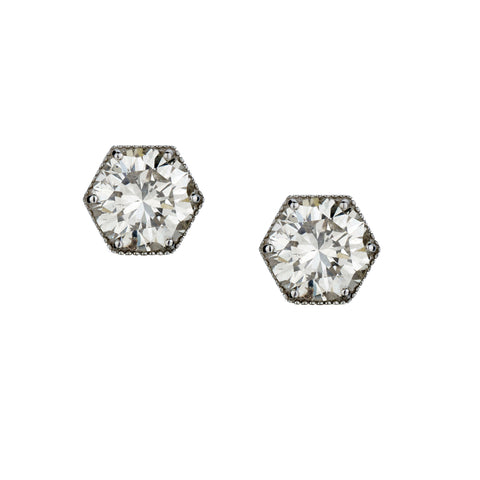 Ladies 14kt White Gold Diamond Stud Earrings. 2 X 2.02ct Tw