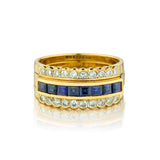 18kt Yellow Gold Blue Sapphire and Diamond Jacket Ring.