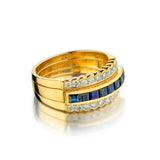18kt Yellow Gold Blue Sapphire and Diamond Jacket Ring.