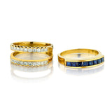 18kt Yellow Gold Blue Sapphire and Diamond Jacket Ring.