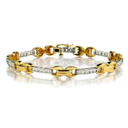 Ladies 14kt Yellow and White Gold Diamond Bracelet. 35 x 1.30ct Tw