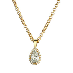 14kt Yellow Gold Pear Shape Diamond Pendant. 1.60 Carat Weight.