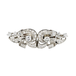 Vintage Platinum Diamond Brooch / Clip. 3.00ct Tw. Circa 1940's