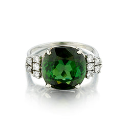 18kt White Gold Green Tourmaline and Diamond Ring