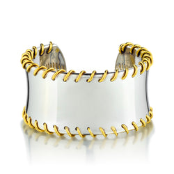 Tiffany & Co" Stitch" Cuff Bangle. Sterling Silver and 18kt Yellow Gold