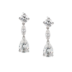 Ladies 18kt White Gold Diamond Drop / Pendant Earrings. 3.00ct Tw