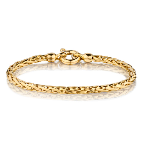 18kt Yellow Gold Woven Bracelet. Made in Italy. 13 Grams