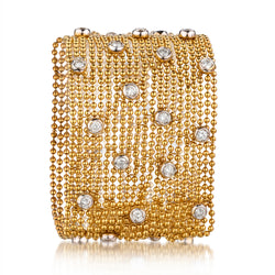 18kt Yellow Gold 21 Strand Bead Diamond Bracelet. 4.80ct Tw