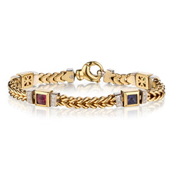 14kt Yellow Gold Bracelet Featuring Assorted Gemstones. Made in Italy