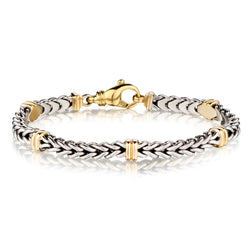 14kt White and Yellow Gold Solid Bracelet. 29 Grams