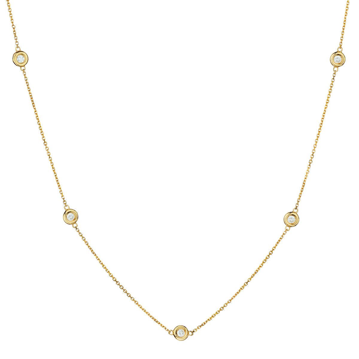 14kt Yellow Gold "Diamonds by the Yard" Necklace. 7 x 0.50ct Tw