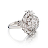 Platinum Diamond Cluster Ring. 4.00ct Tw Diamonds. Circa 1950's