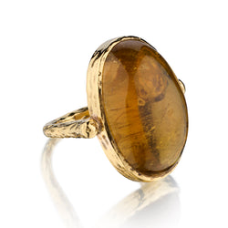 Ladies 14kt Yellow Gold Cabochon Oval Citrine Ring