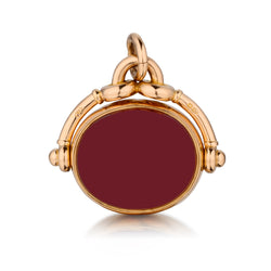 18kt Yellow Gold Large Carnelain and Jasper Fob. English Markings.