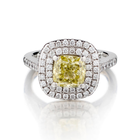 Platinum Modified Cushion Fancy Intense Diamond. 1.58 Carat Weight (GIA)