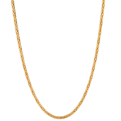 18kt Yellow Gold Byzantine Link" Chain. 107 grams. 34.5" (L)