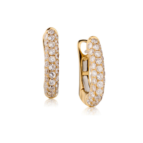 18kt Yellow Gold Pave Set Diamond Hoop Earrings. 1.60ct Tw