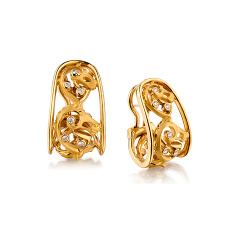 Carrera Y Carrera 18kt Yellow Gold Horse Hoop Earrings