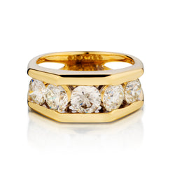 Mens 14kt Yellow Gold Diamond Ring. 4.20ct Tw
