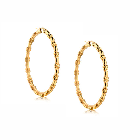 Ladies 18kt Yellow Gold Large Hoop Earrings. 10 Grams