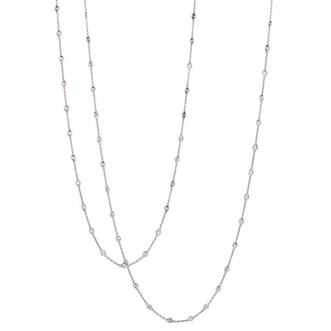 18kt White Gold and Diamond Chain / Necklace. 73 x 2.20ct Tw