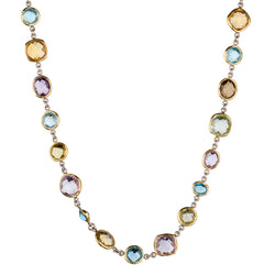 18kt Yellow Gold and Silver Multi Coloured Gemstone Necklace
